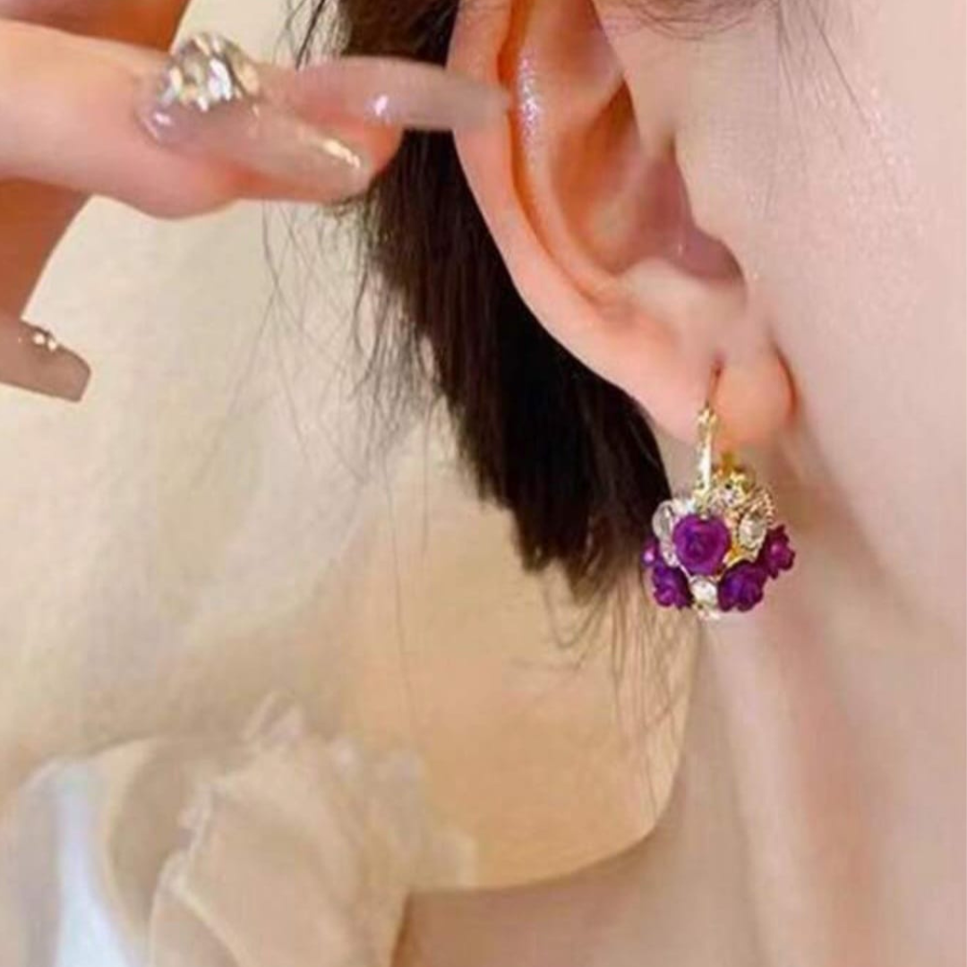 Aretes Rosas Clásicas Joyería Europea ! - Chapado Oro 18K- Diseño Exclusivo