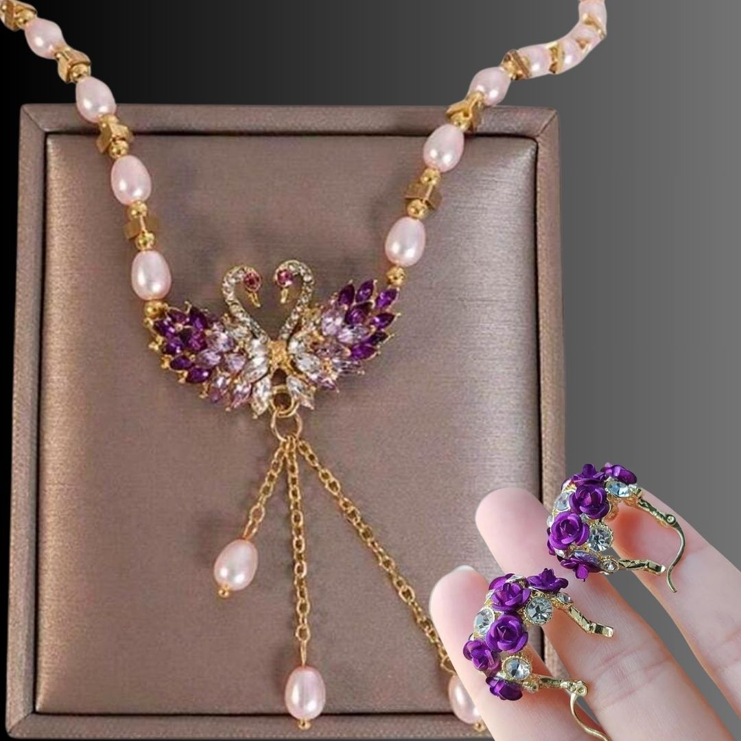 Combo Milán Elegancia Suprema - Collar y Par de Aretes - Colección Europa