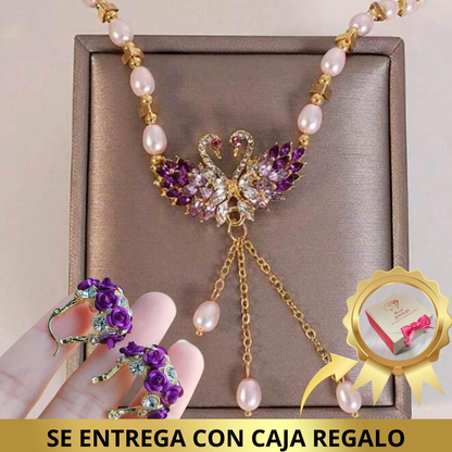 Combo Milán Elegancia Suprema - Collar y Par de Aretes - Colección Europa