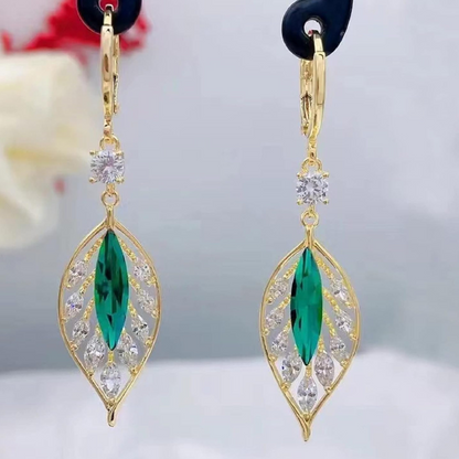 Aretes Hoja Mística Chapado Oro 18k