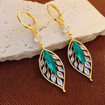Aretes Hoja Mística Chapado Oro 18k