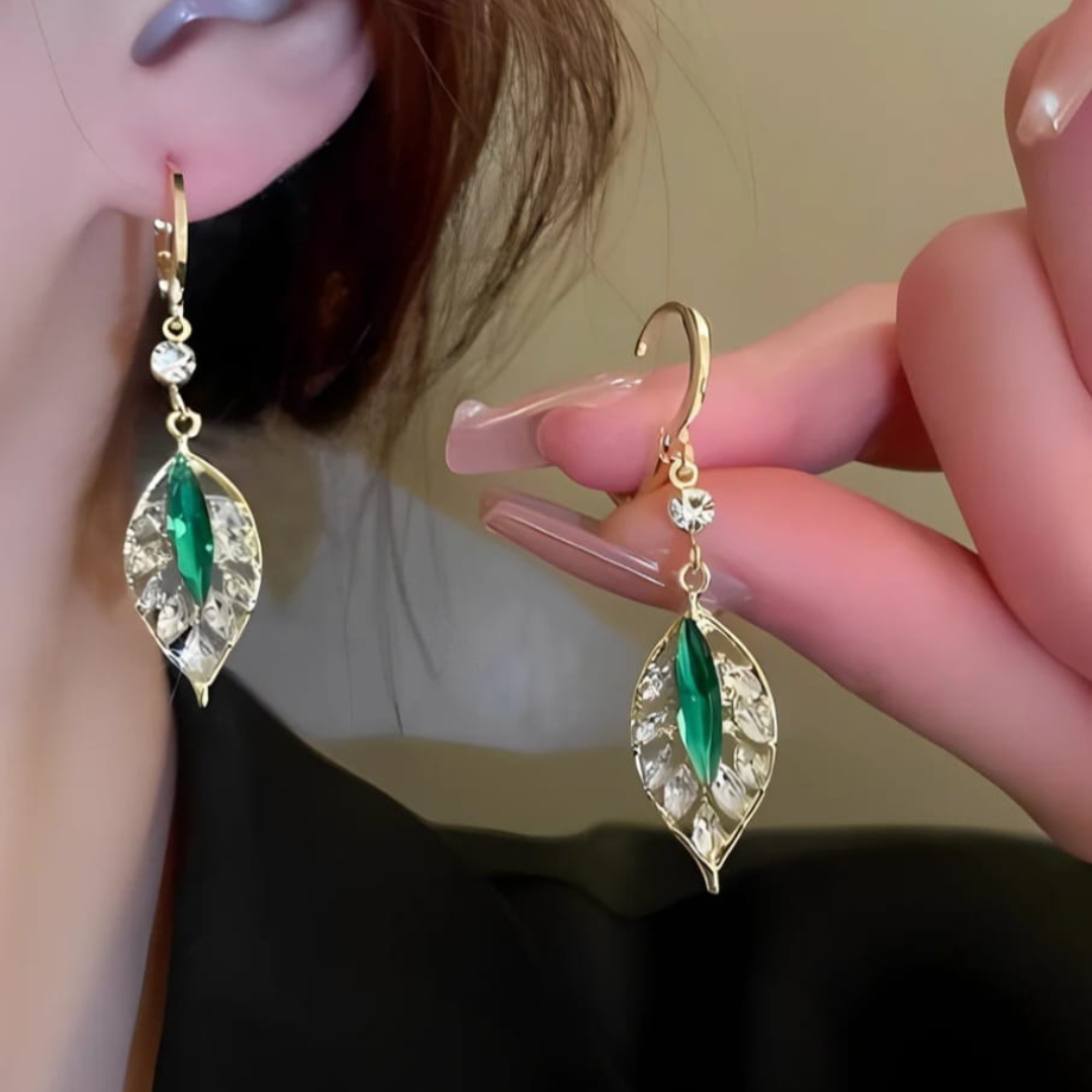 Aretes Hoja Mística Chapado Oro 18k