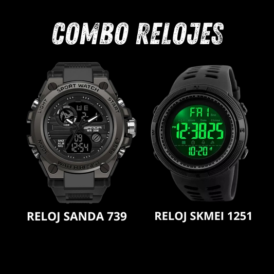 COMBO SANDA 739 Y SKMEI 1251