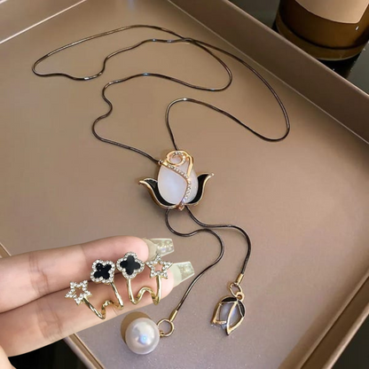 Combo Paris Encanto Dorado - Collar y Par de Aretes - Colección Europea
