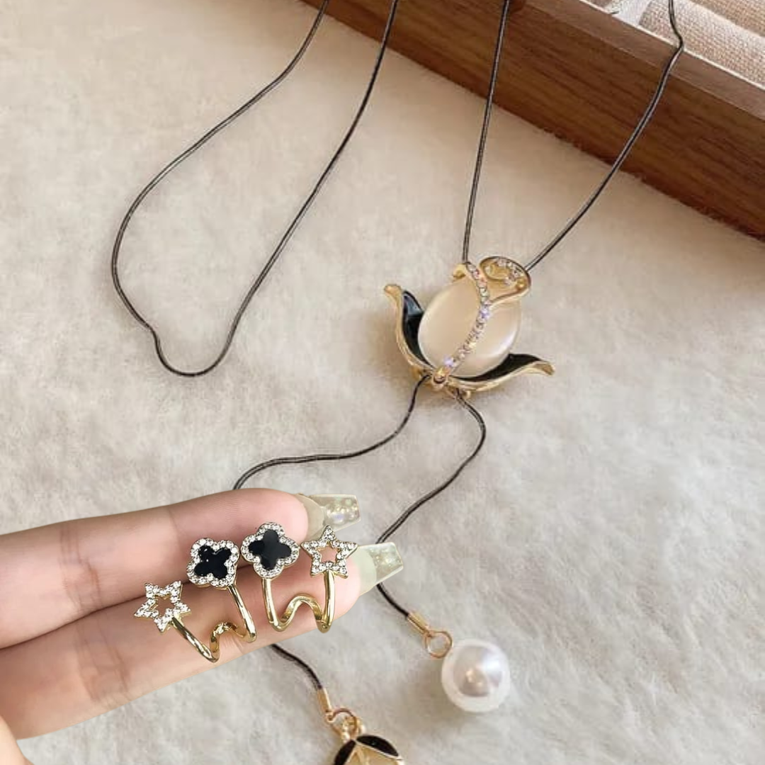 Combo Paris Encanto Dorado - Collar y Par de Aretes - Colección Europea