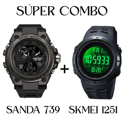 COMBO SANDA 739 Y SKMEI 1251