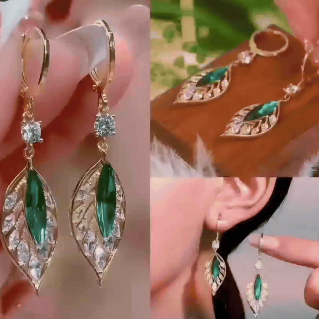 Aretes Hoja Mística Chapado Oro 18k