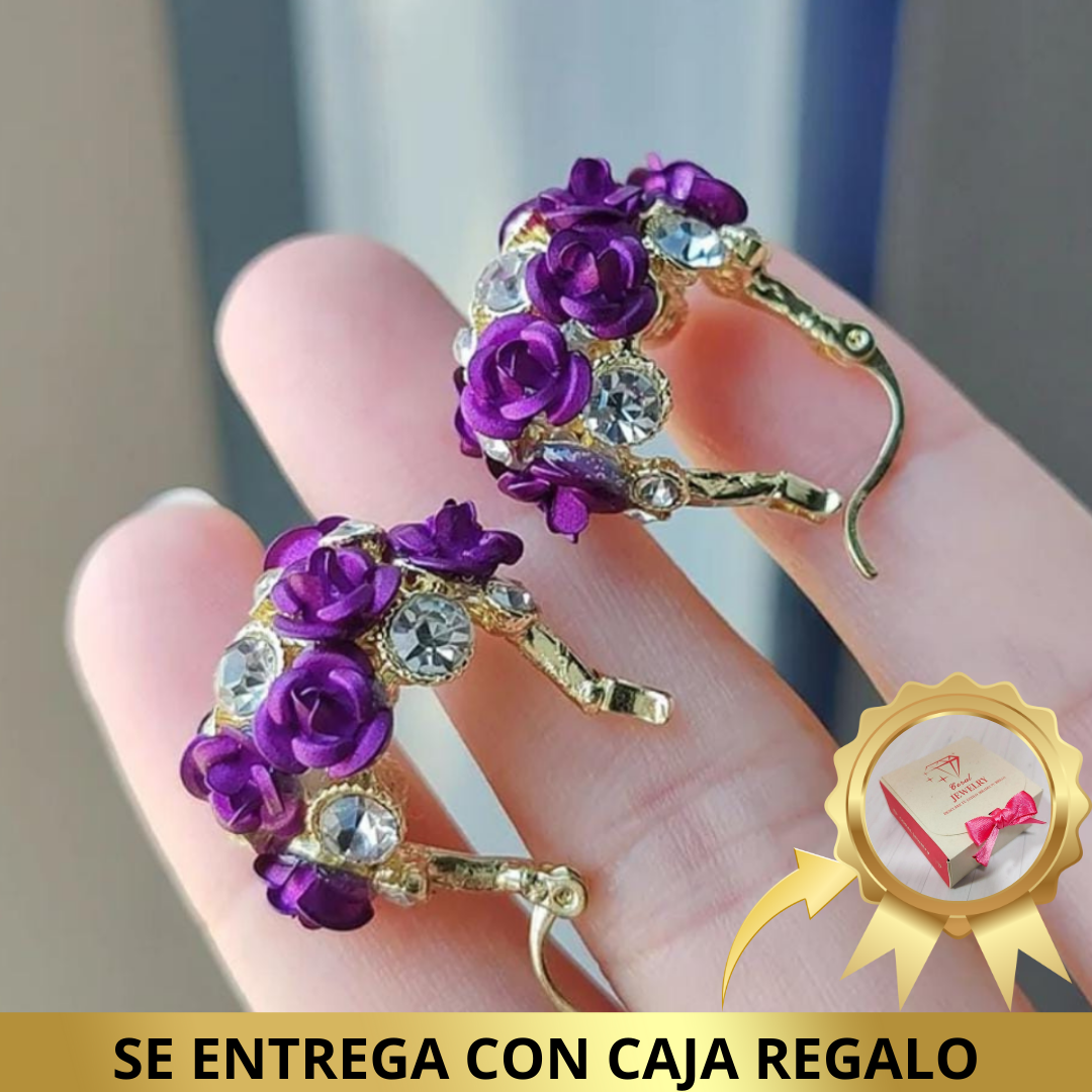 Aretes Rosas Clásicas Joyería Europea ! - Chapado Oro 18K- Diseño Exclusivo