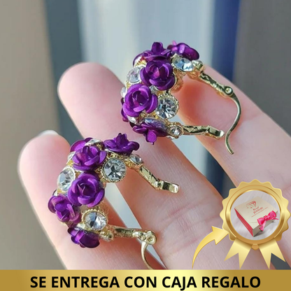 Aretes Rosas Clásicas Joyería Europea ! - Chapado Oro 18K- Diseño Exclusivo