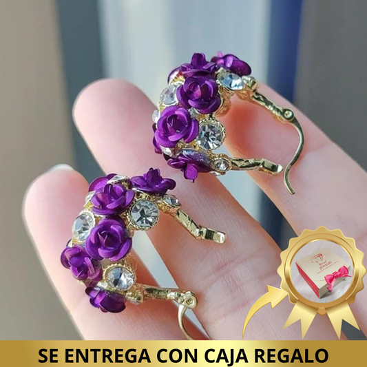 Aretes Rosas Clásicas Joyería Europea ! - Chapado Oro 18K- Diseño Exclusivo