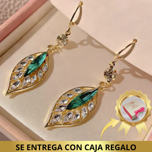 Aretes Hoja Mística Chapado Oro 18k