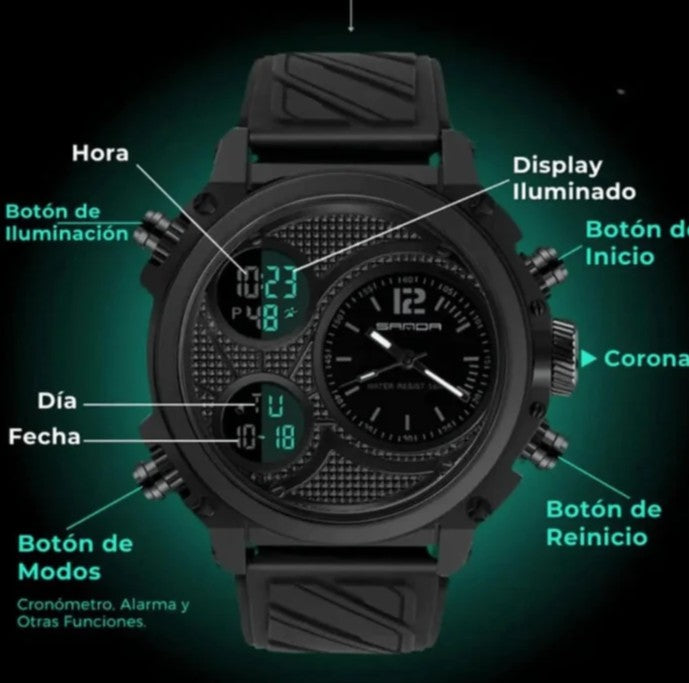 RELOJ SANDA 3002 NEGRO - P1